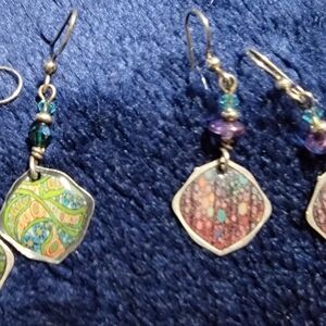 Silver colorful earring set